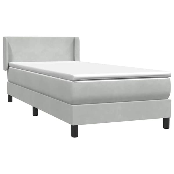 Ramsäng med madrass ljusgrå 80x220 cm sammet