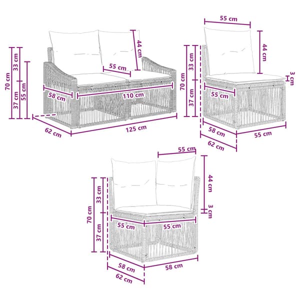 Trädgårdsoffset 12 pcs Beige konstrotting