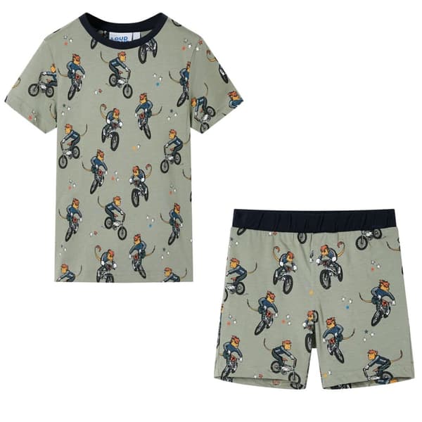 Barnpyjamas med korta ärmar ljus khaki 116