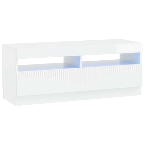 LED TV-skåp Vit högglans Konstruerat trä