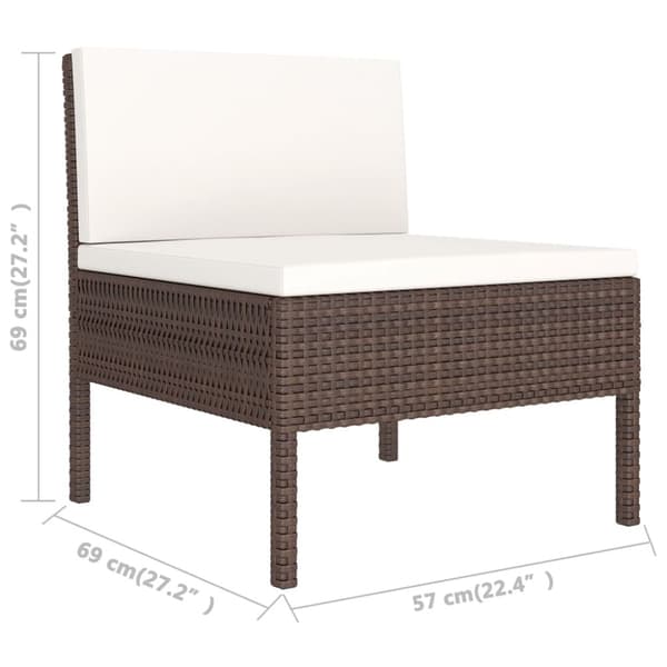 Loungegrupp med dynor 5 delar konstrotting brun