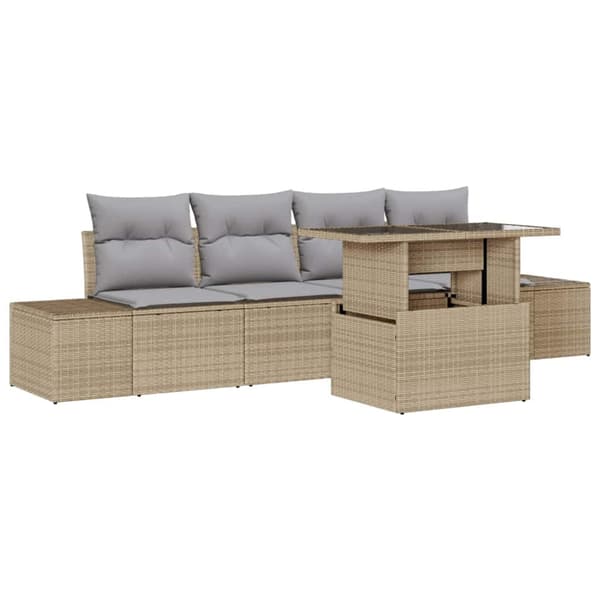 Trädgårdsoffset med kudde med lagring 5 pcs Beige och Ljusgrå