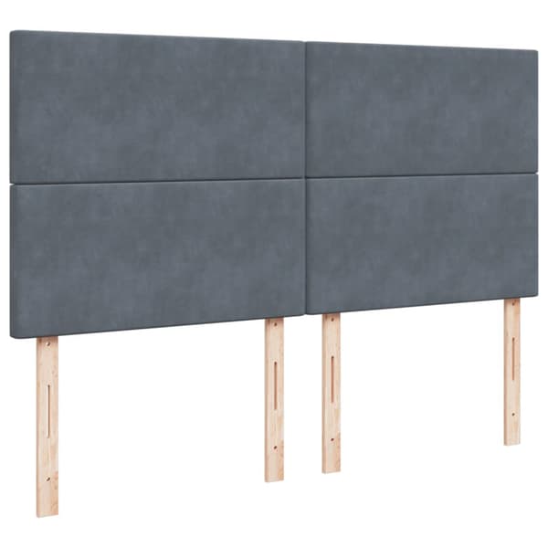 Ramsäng med madrass mörkgrå 180x200 cm sammet