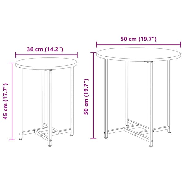 Sidobordsset 2 pcs Svart Ek