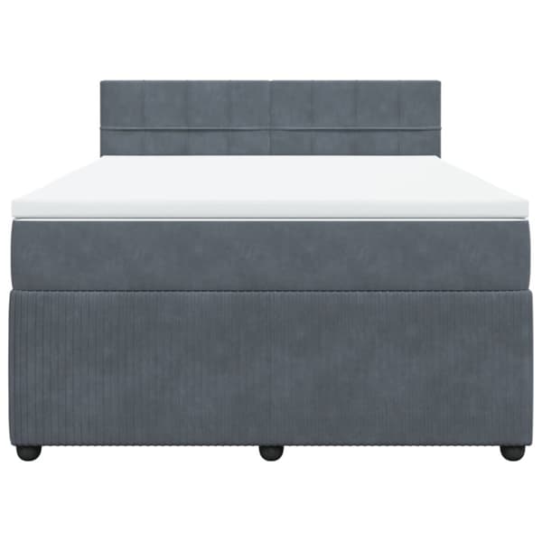 Ramsäng med madrass mörkgrå 160x200 cm sammet