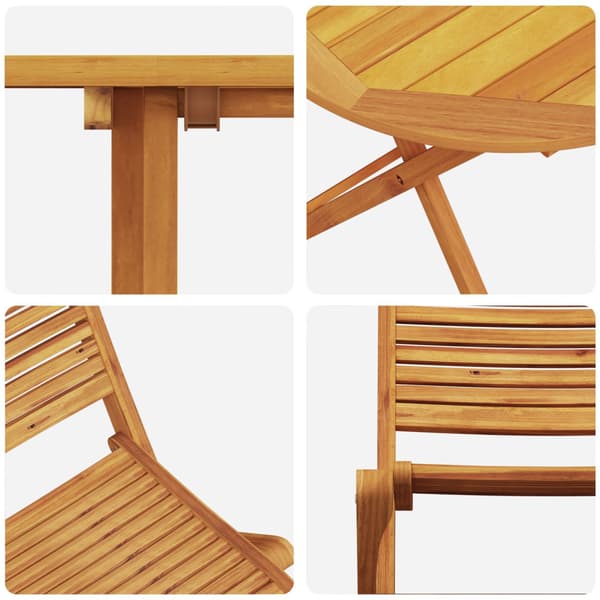Fällbart bistroset 3 pcs Brun Massivt Akaciaträ