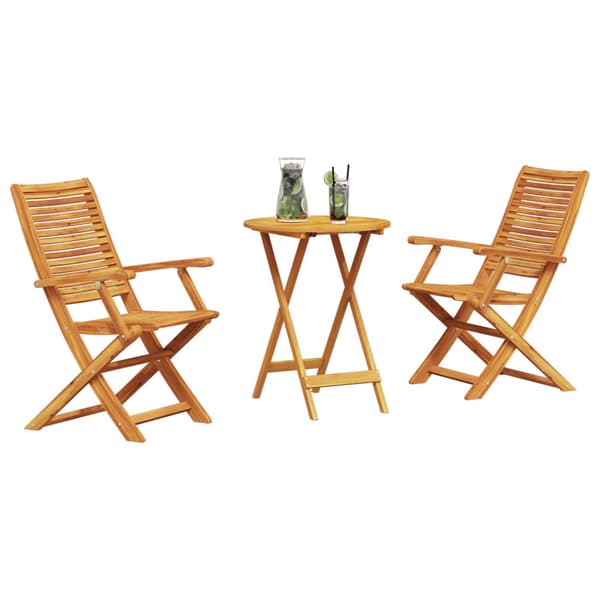 Fällbart bistroset 3 pcs Brun Massivt Akaciaträ