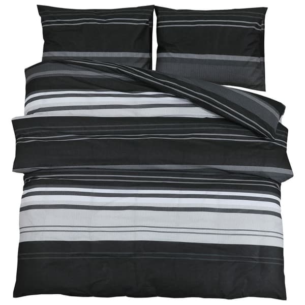 Bäddset svart och vit 200x220 cm bomull