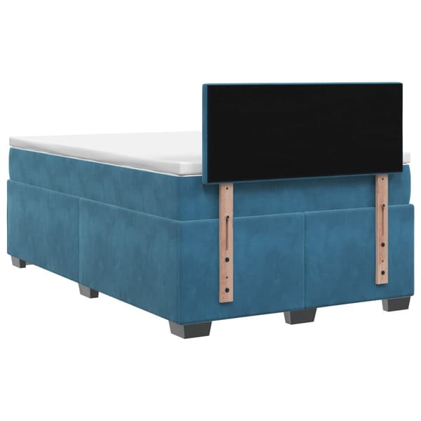 Boxspring säng med madrass och LED Blå 120 x 190 cm Sammet