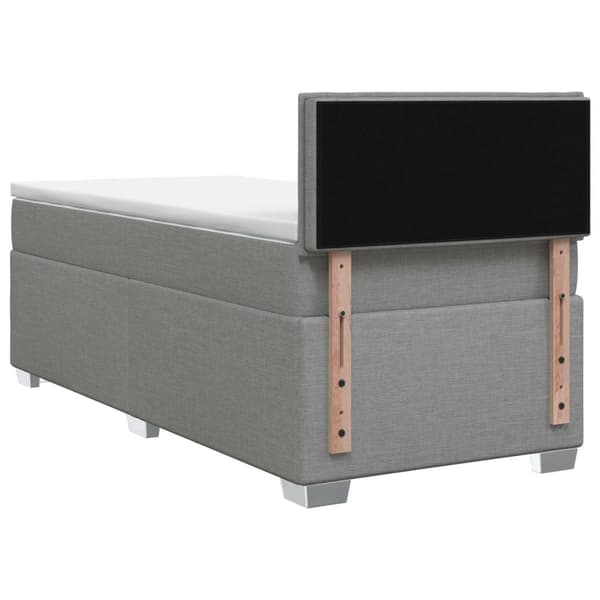 Boxspring säng med madrass och LED Ljusgrå Enkel Tyg