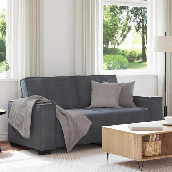 Soffa 2-sits mörkgrå 180x78x84 cm sammet