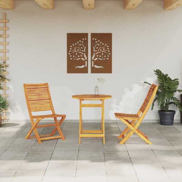 Fällbart bistroset 3 pcs Brun Massivt Akaciaträ