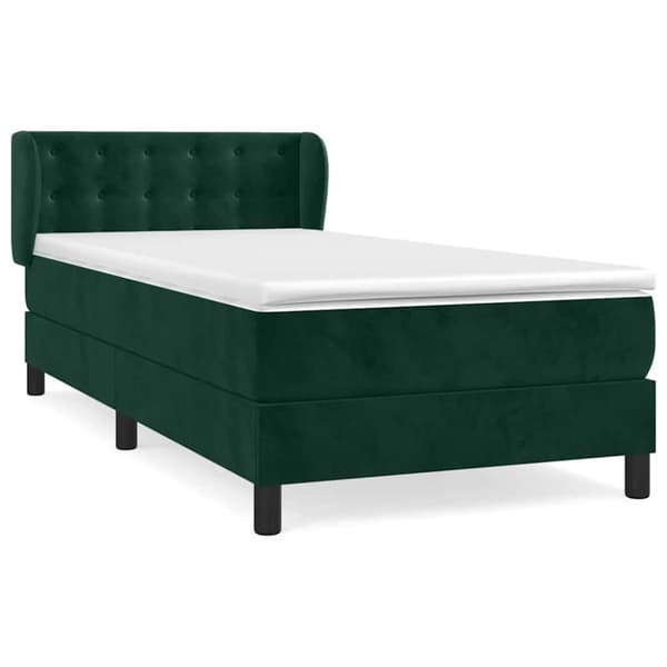 Ramsäng med madrass mörkgrön 100x200 cm sammet