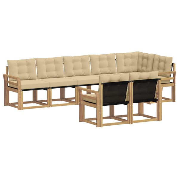 Utomhussoffset med kudde 8 pcs Vit och Beige