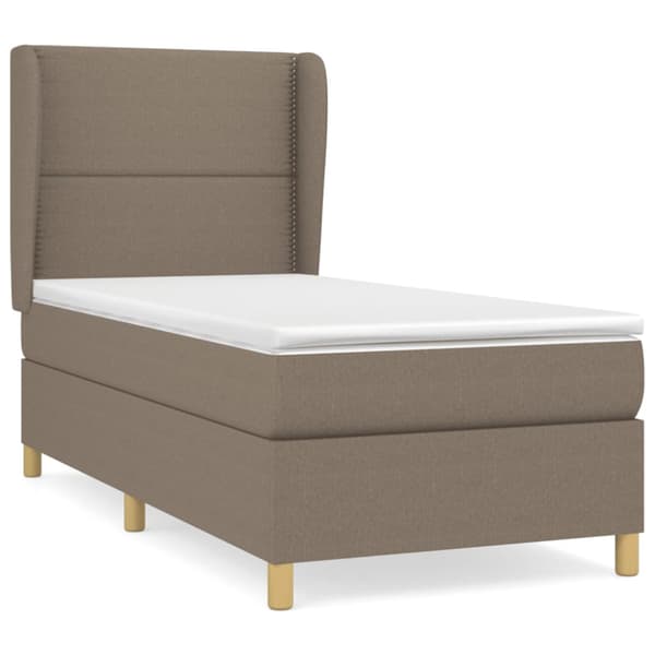 Ramsäng med madrass taupe 90x200 cm tyg