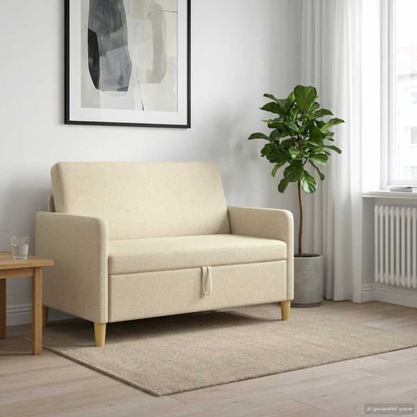 Soffa med förvaring Gräddvit 122 x 78 x 87 cm Polyester