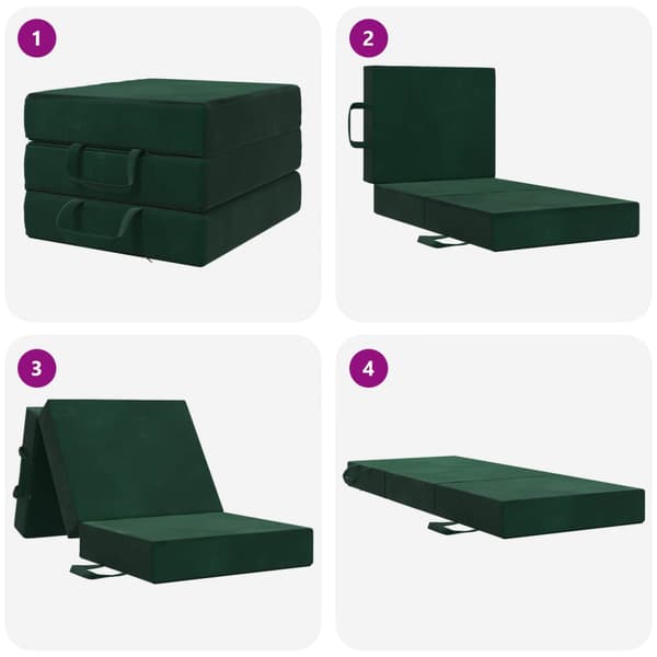 Fällbar Soffbed 75 x 67 x 45 cm Mörkgrön