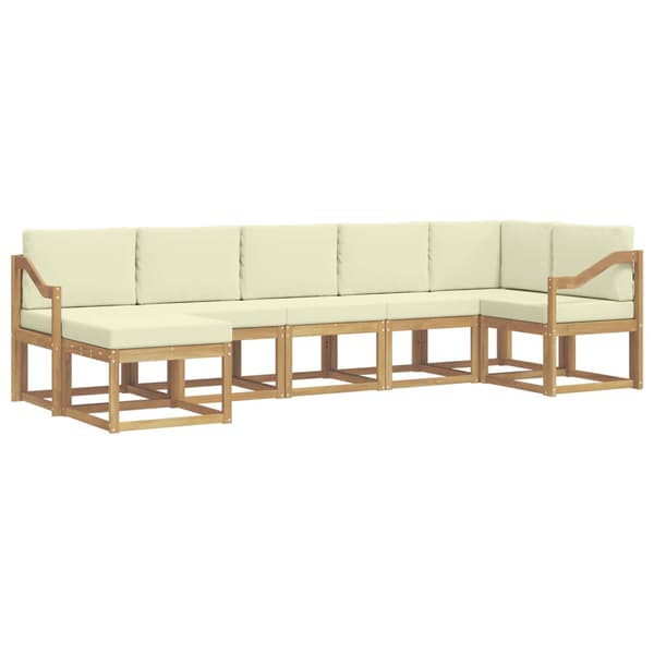 Utomhussoffset med kudde 7 pcs Vit och grädde Polyester