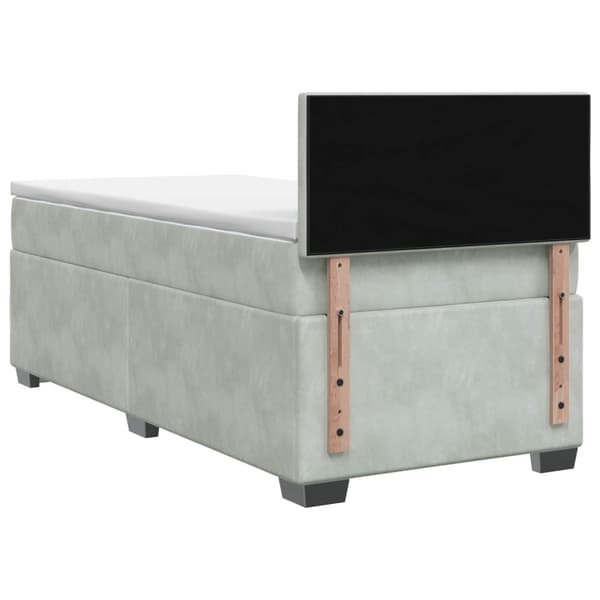 Boxspring säng med madrass och LED Ljusgrå Enkel Sammet