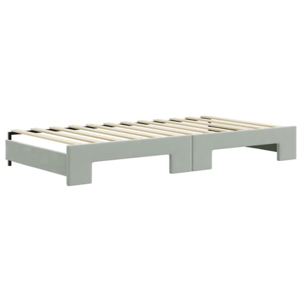 Dagbädd utdragbar och madrasser ljusgrå 100x200 cm sammet