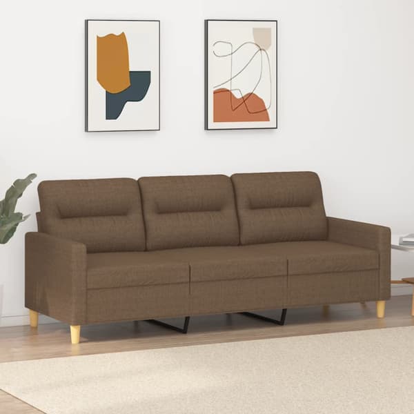 3-sitssoffa brun 180 cm tyg