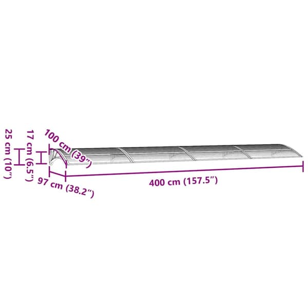 Dörrtak svart 400x100 cm polykarbonat