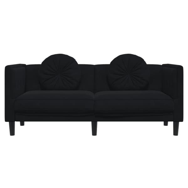Soffa med kuddar 2-sits svart sammet