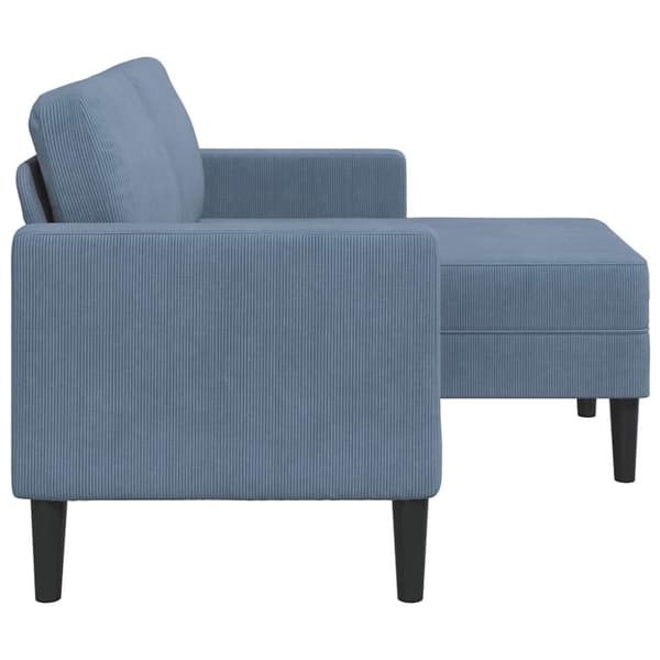 2-sitssoffa med schäslong L-formad blå 125 cm linne