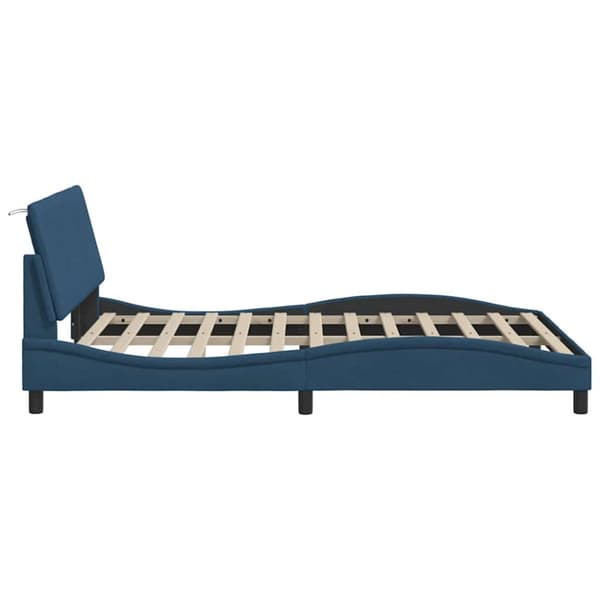 Bed Frame without Mattress "Hanko" Blue 140x190cm Fabric