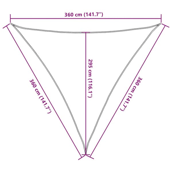Solsegel 160 g/m² triangulär blå 3,6x3,6x3,6 m HDPE