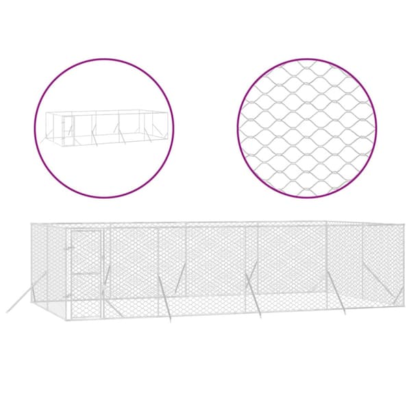 Hundgård för utomhusbruk silver 8x4x2 m galvaniserat stål
