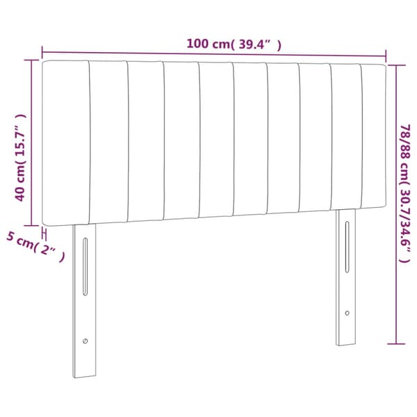 Sänggavel LED grön 100x5x78/88 cm sammet