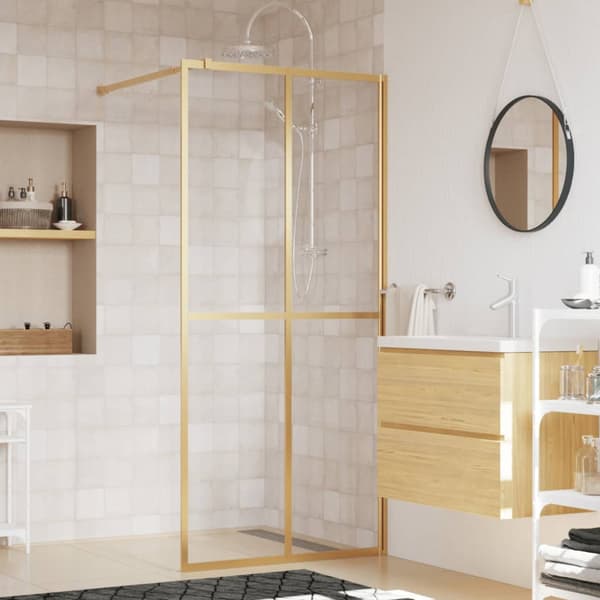 Duschvägg med klart ESG-glas guld 80x195 cm