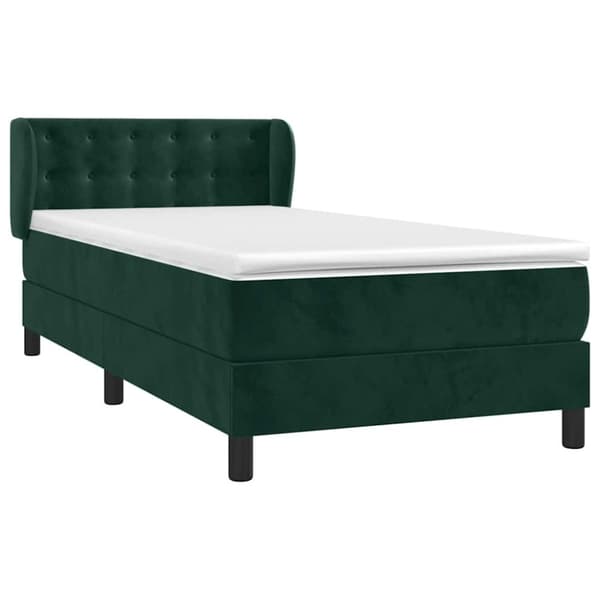 Ramsäng med madrass mörkgrön 90x190 cm sammet