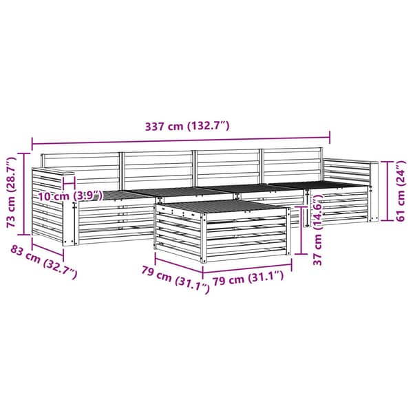 Utomhussoffset 5 pcs Naturfärg