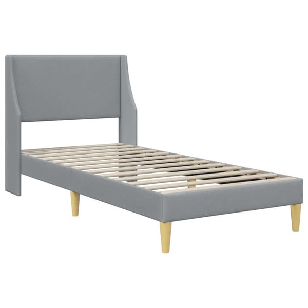 Sängram med madrass Ljusgrå 90 x 200 cm Polyester