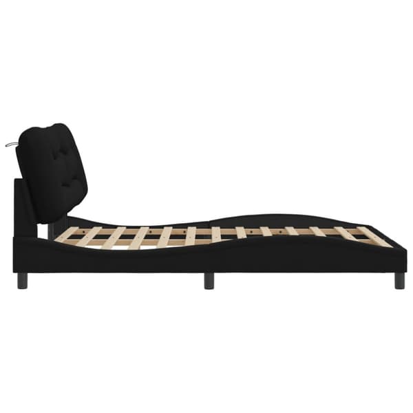 Bed Frame without Mattress "Hvar" Black 140x190 cm Fabric