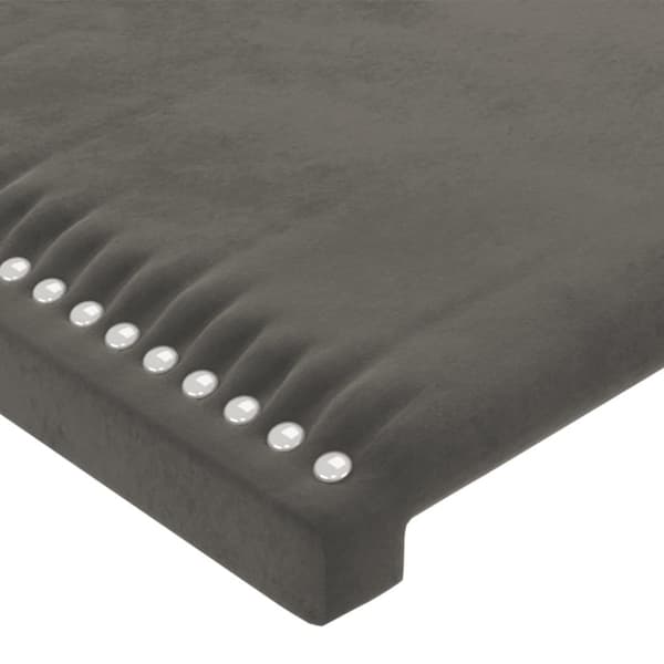 Sänggavel mörkgrå 100x5x118/128 cm sammet