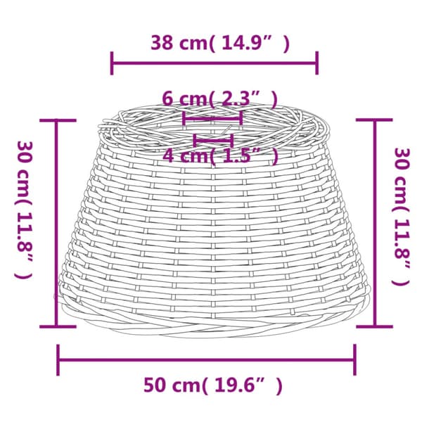 Taklampskärm vit Ø50x30 cm korgmaterial
