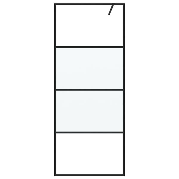 Duschvägg svart 80x195 cm halvfrostat ESG-glas