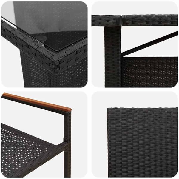 Trädgårdsmöbelset 9 pcs Svart konstrotting
