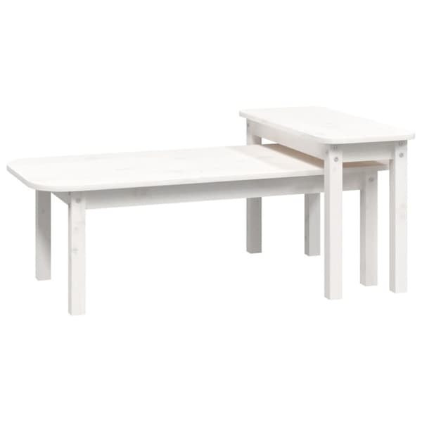 Satsbord 2 st vit massiv furu