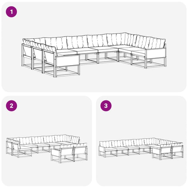 Utomhussoffset med kudde 9 pcs Naturlig och svart