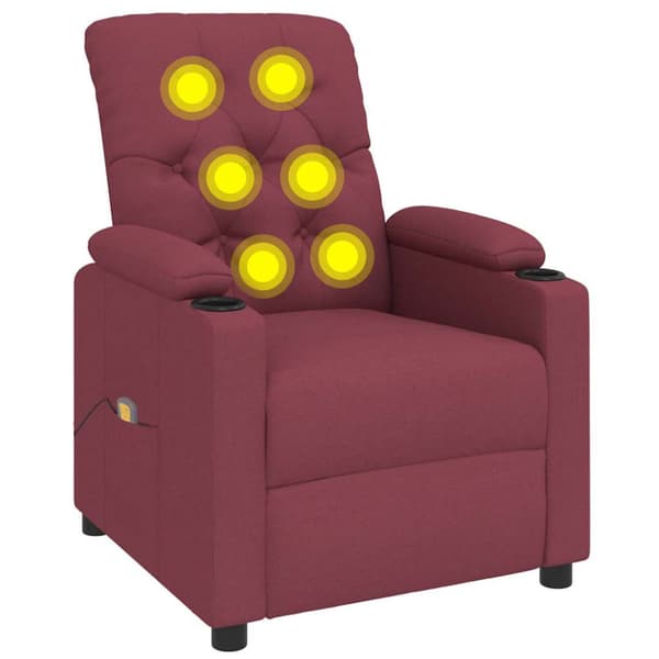 Massagefåtölj vinröd tyg