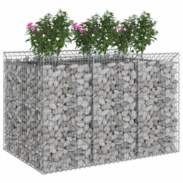 Gabion upphöjd säng 2 pcs Silver