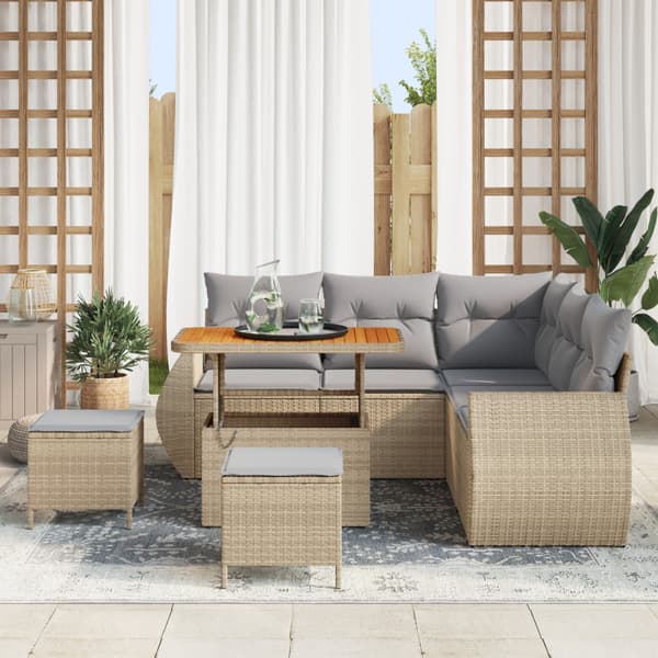 Trädgårdsoffset 8 pcs Beige konstrotting