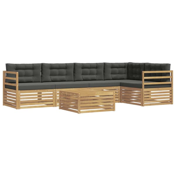 Utomhussoffset med kudde 6 pcs Vit och antracit Polyester