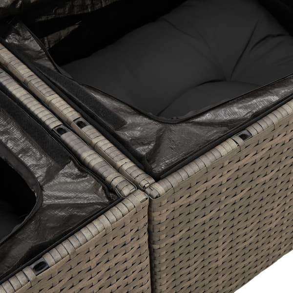 Trädgårdsoffset med lagring 6 pcs Grå Poly rattan