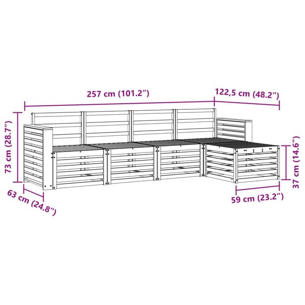 Utomhussoffset 5 pcs Naturfärg