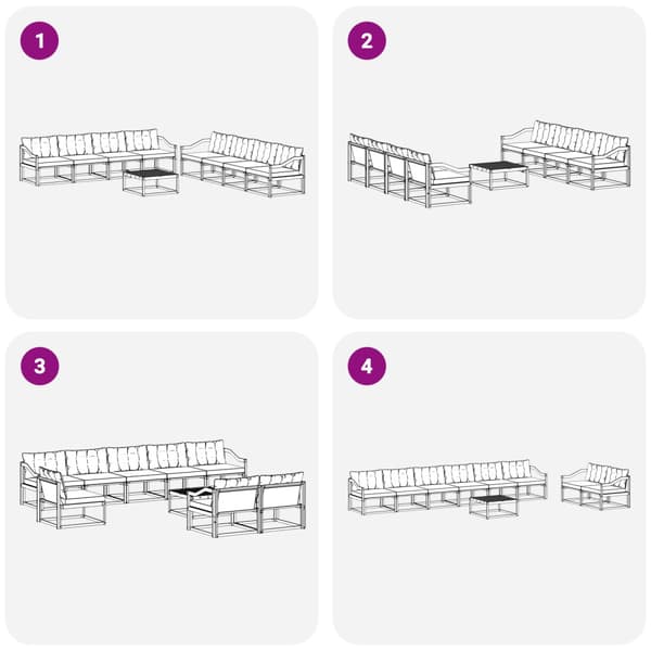 Utomhussoffset 9 pcs Vit och ljusgrå 79 x 79 x 37 cm